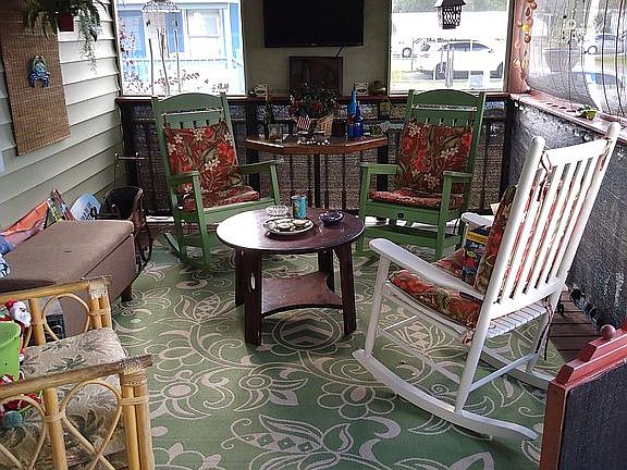 Front Porch with television