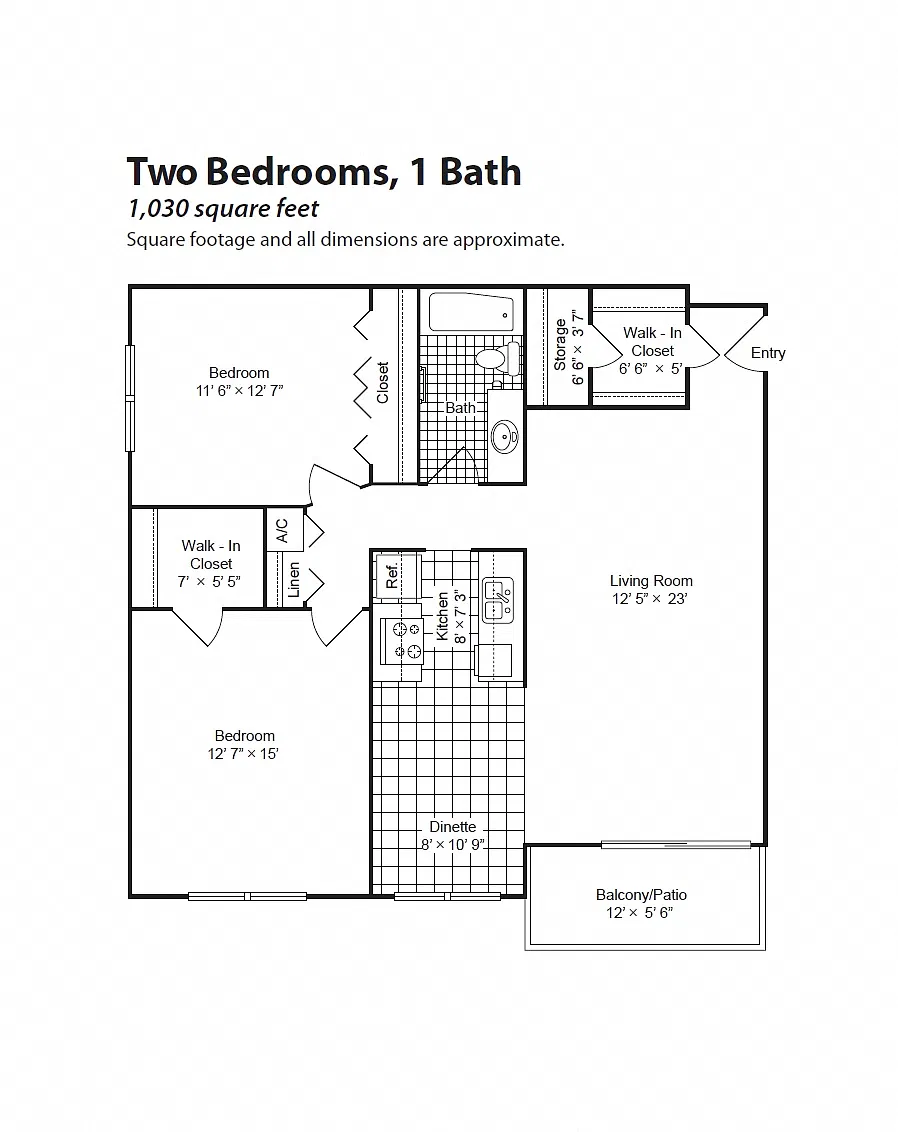 Floor plan Renovated 2 Bedroom 1 Bath