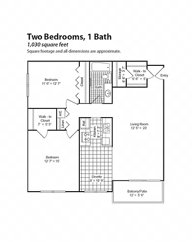 Floor plan Renovated 2 Bedroom 1 Bath