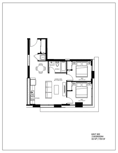 Floor plan 2 Bed 1 Bath