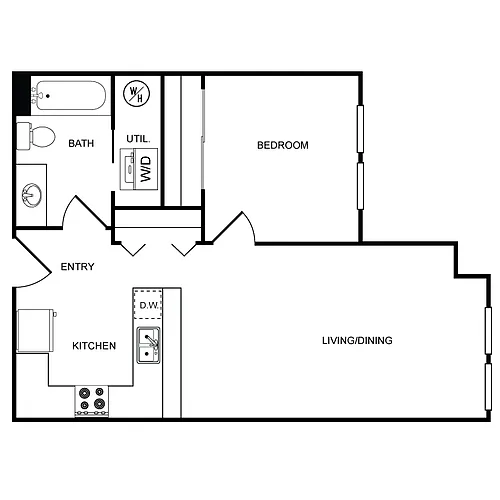 Floor plan Clearwater 1 Bed 1 Bath