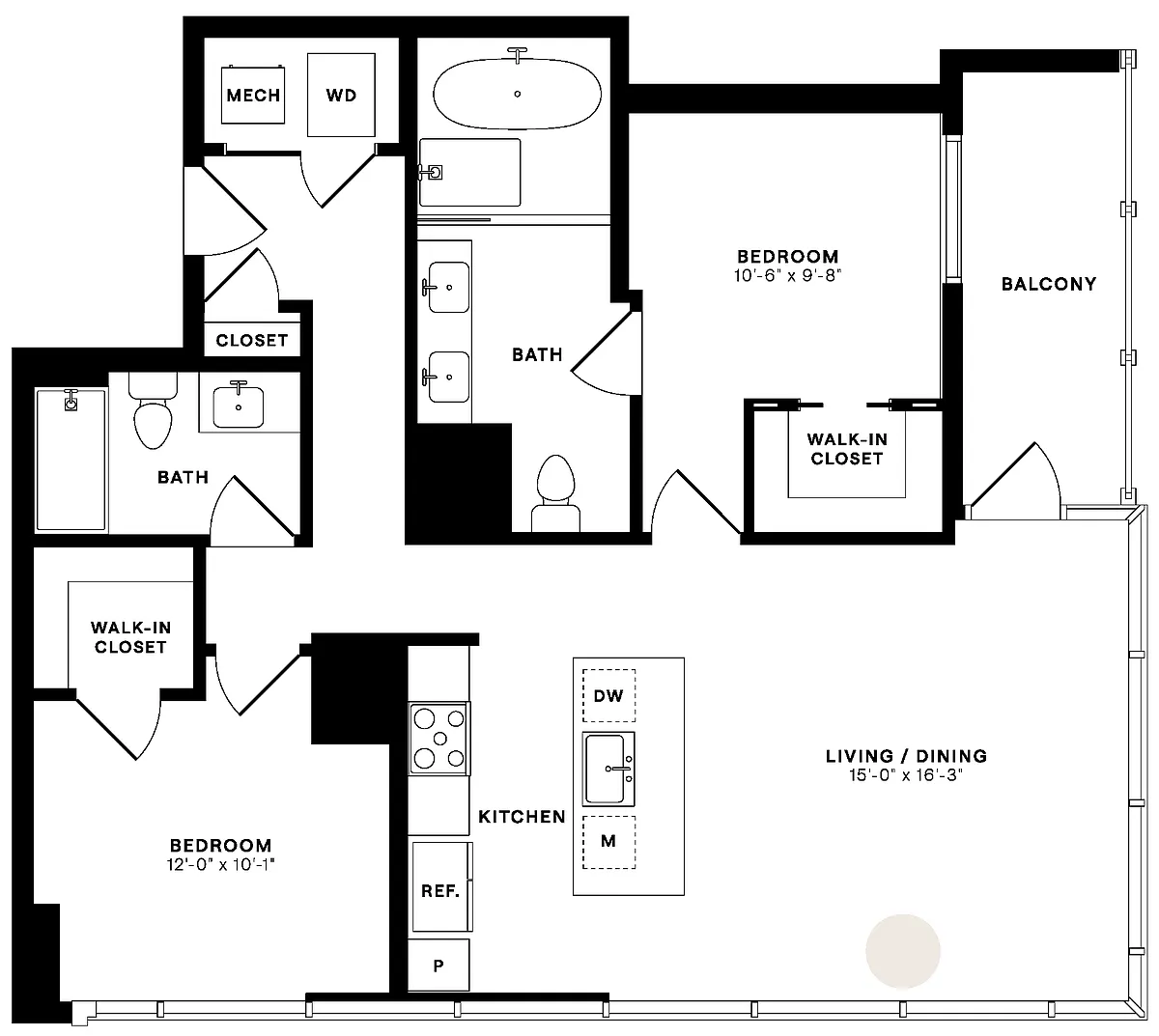 Floor plan 2 Bed/2 Bath-2A