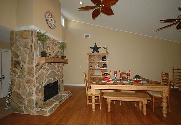 Greatroom floor plan with stone fireplace