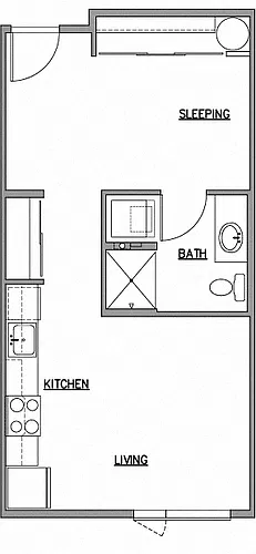 Floor plan Open One Bedroom C