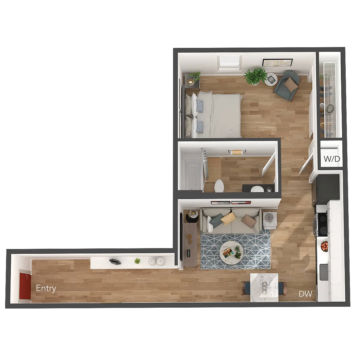 Floor plan 1 Bed/1 Bath Open