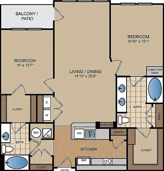 2 bedroom, 2 bath 2 bedroom, 2 bath