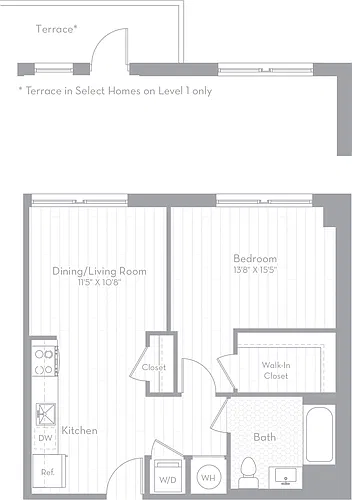 Floor plan 1 Bed/1 Bath-A13