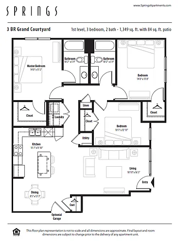 Floor plan 3 BR Grand Courtyard Garage
