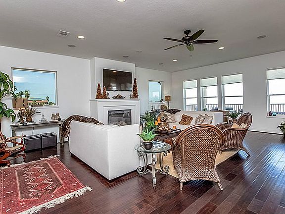 Living room with hand scraped wood floors