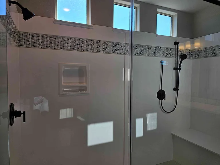 Master double shower with bench