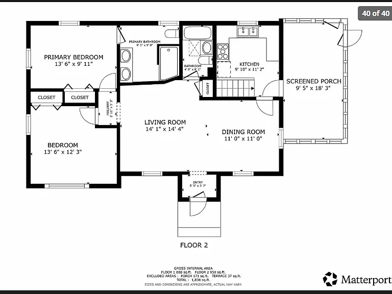 Upper level floor plan. Complete kitchen remodel in progress