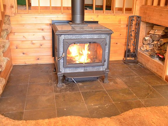 Soap stone wood stove, slate