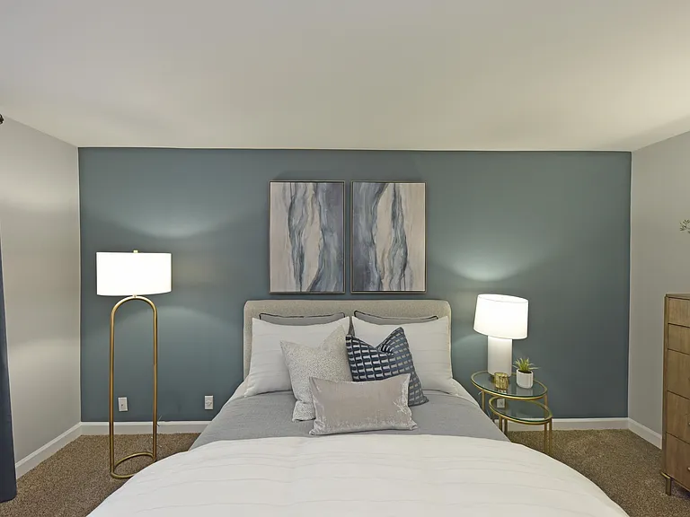 Cozy bedroom with carpet