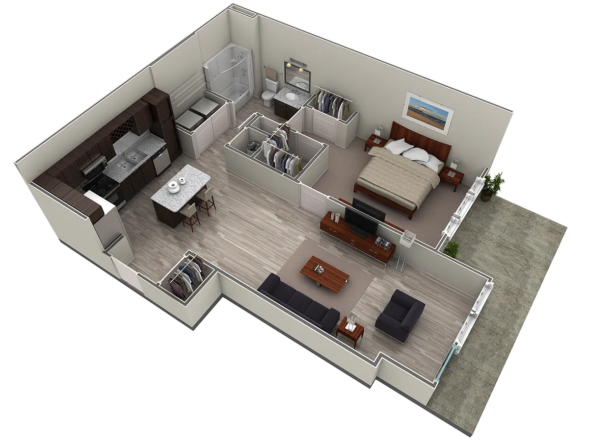 Floor plan 1 BR Designer Courtyard