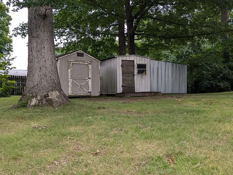 Storage sheds in backyard