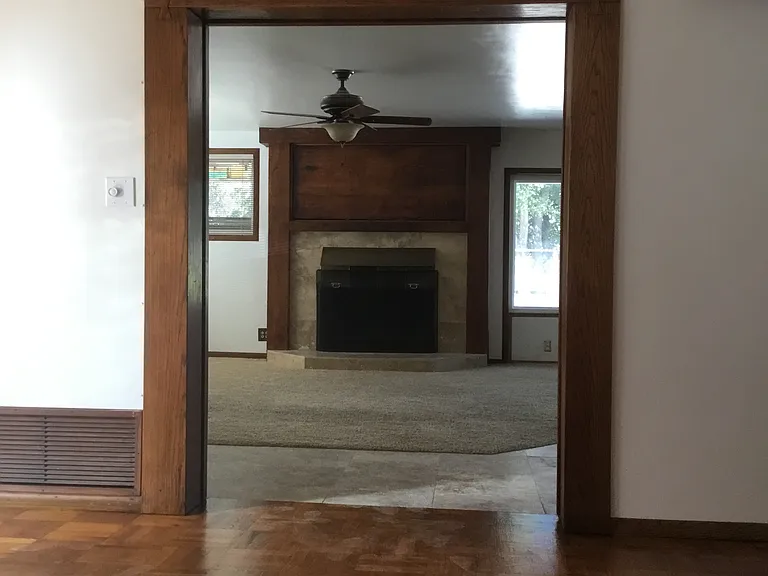 Carpet has been replaced with wood