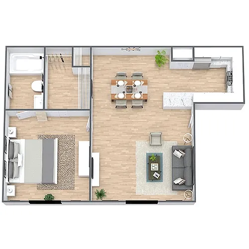 Floor plan A1: 1 Bed 1 Bath