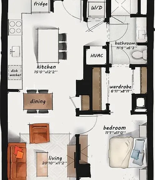 B7 | 1 Bed 1 Bath 814 square feet B7 | 1 Bed 1 Bath 814 square feet