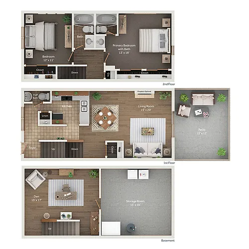 Floor plan 2-bedroom Upgraded Townhome