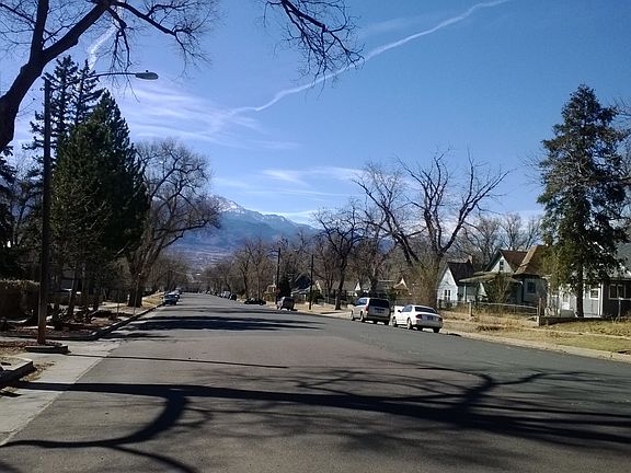 Street and Pikes Peak view