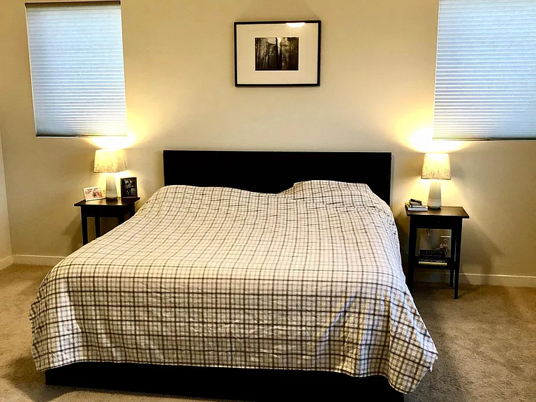 Master Bedroom. Very large, fits multiple dressers, chairs and Peloton. King bed shown in picture for reference.