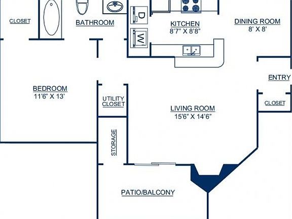 873 Sq. Ft Floorplan