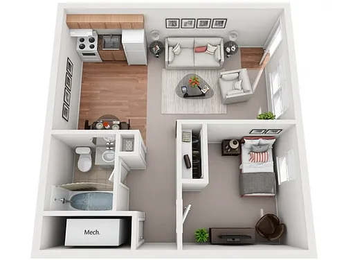 Floor plan 1 Bedroom Back