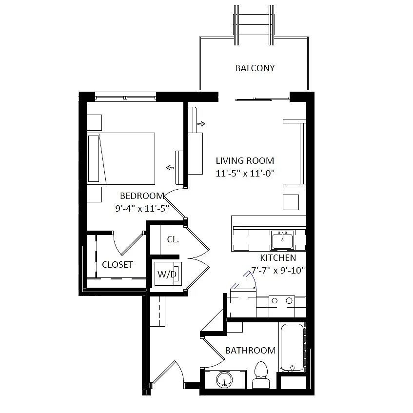 Floor plan Micro 1 Bedroom