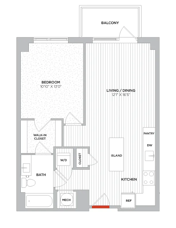 Floor plan 1 Bed/1 Bath-A05 West