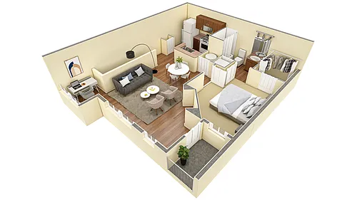 Floor plan 1 BR Designer Overlook