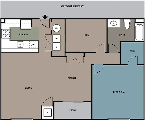 Floor plan 1 Bedroom 1 Bathroom G