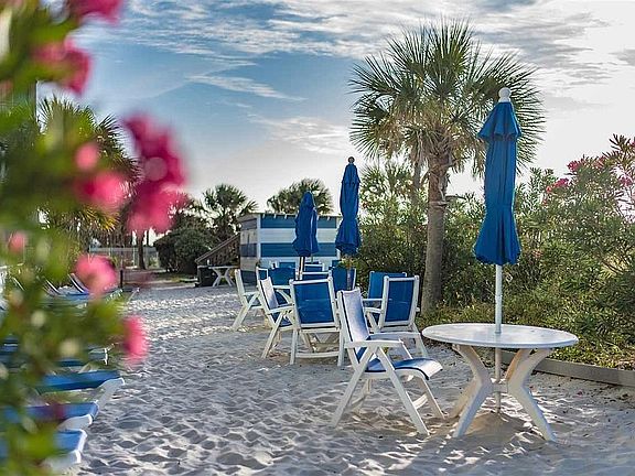 between pool and beach