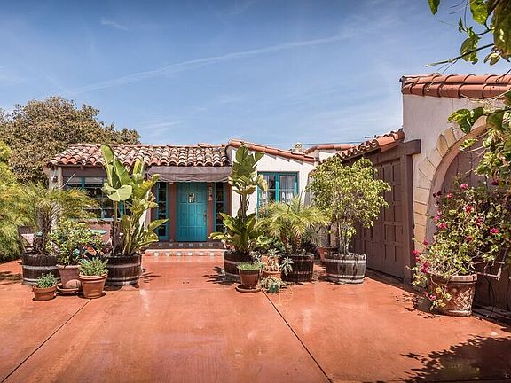 Front patio behind plants
