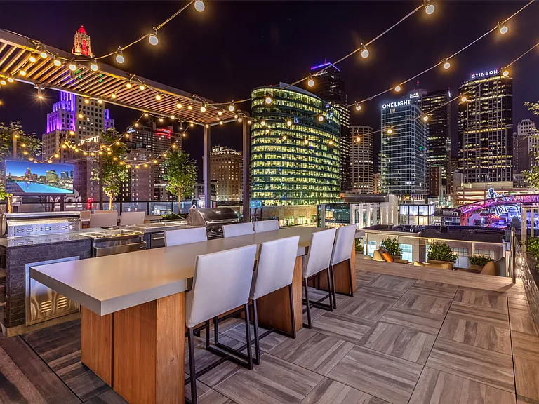 The Outdoor Grilling Stations at Two Light Luxury Apartments