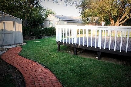 In the summertime, the backyard is a shady retreat!