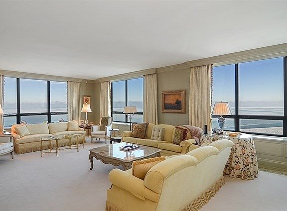 Living Room looking up the North coastline of Lake Michigan