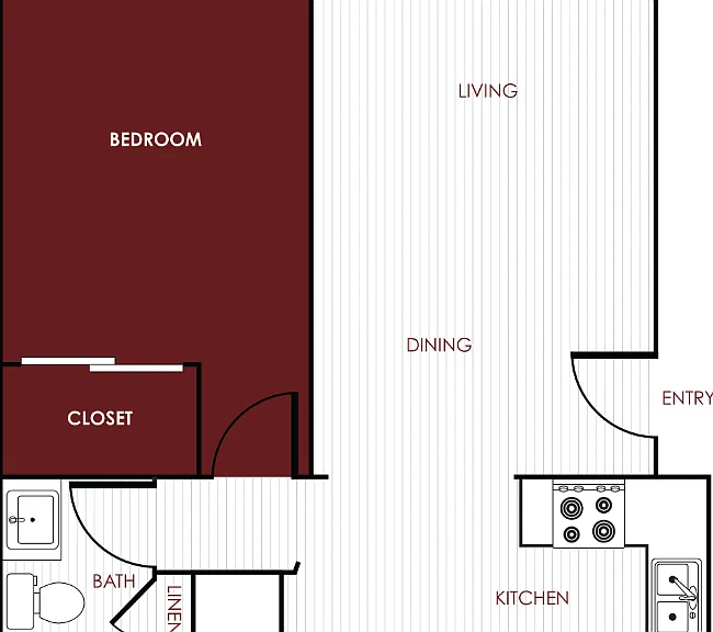 1 Bed | 1 Bath B Floorplan Diagram