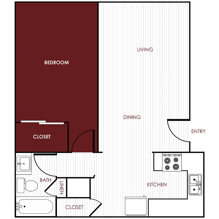 Floor plan 1 Bed | 1 Bath B