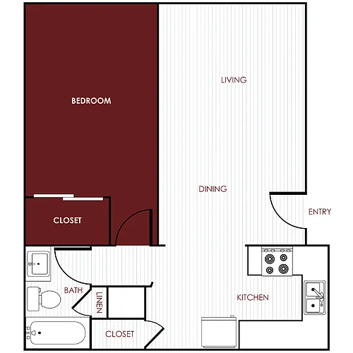 Floor plan 1 Bed | 1 Bath B