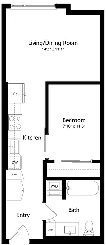 Floor plan Urban One Bedroom U2