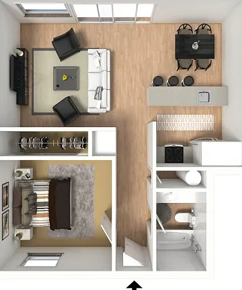 1 bedroom, 1 bathroom 1 bedroom, 1 bathroom
