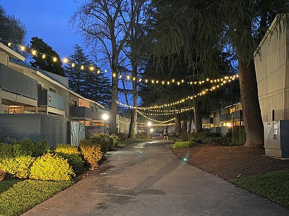 Beautifully Lit walkway year-round, perfect for an evening stroll