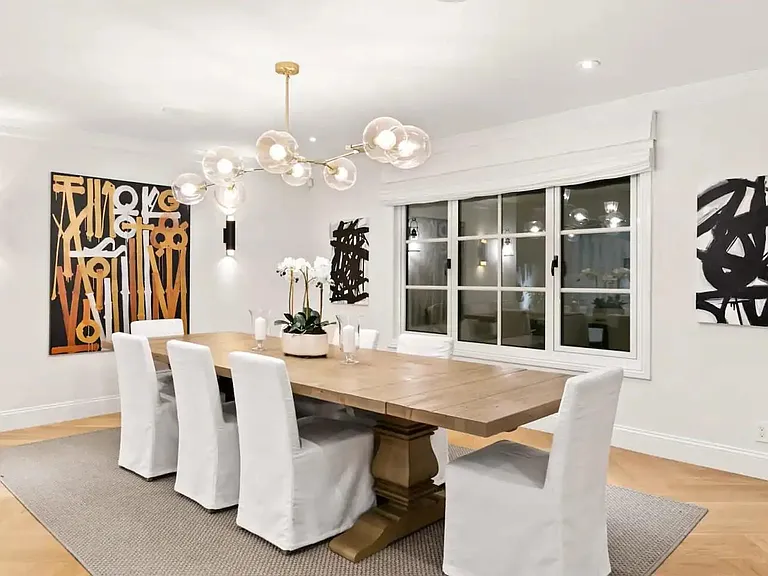 Dining in style and luxury surrounded by amazing and high end artwork.