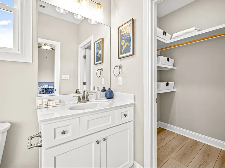 Master vanity and walk-in