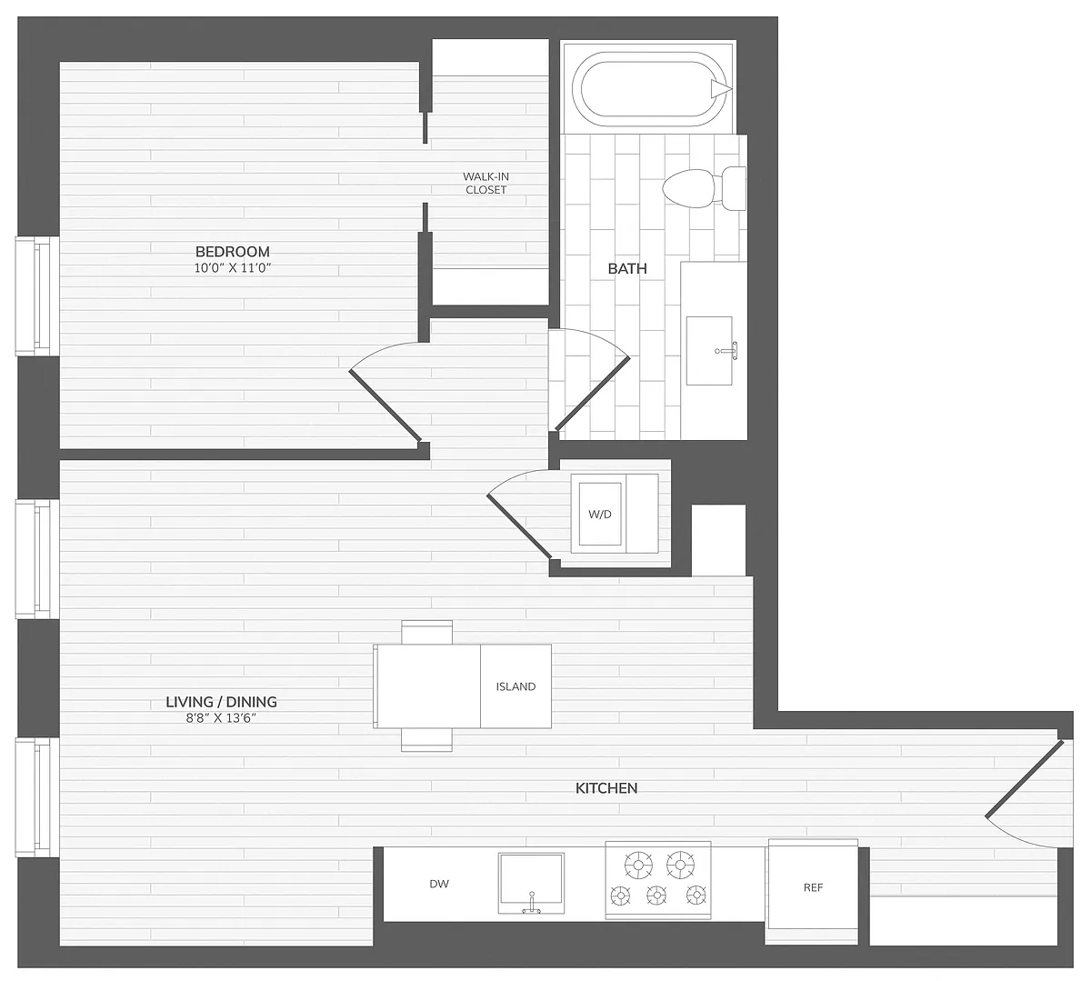 Floor plan 1 Bed/1 Bath-A3_Intersect at O
