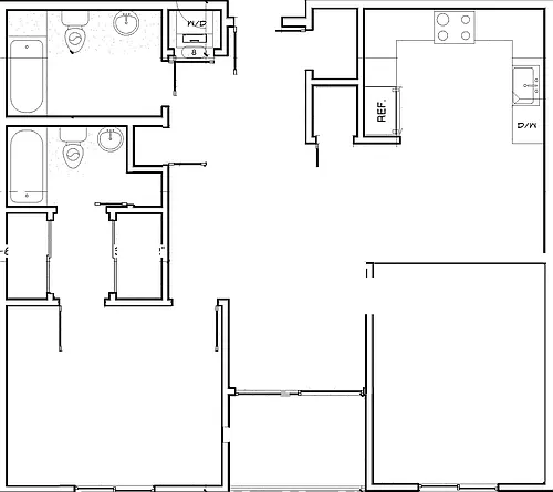 Floor plan 2 Bed + 2 Bath
