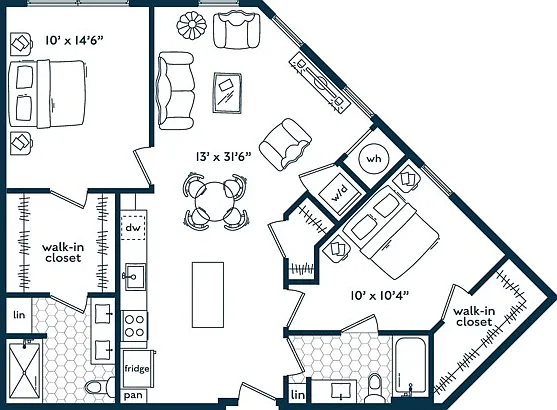 Two Bedroom Two Bath (1093 SF) Two Bedroom Two Bath (1093 SF)