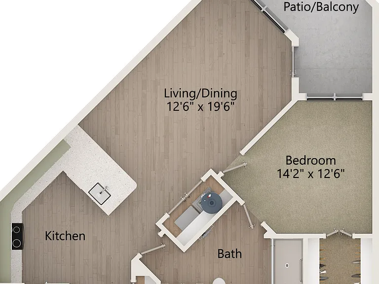 Pecan | 1x1 | 910 sf Pecan | 1x1 | 910 sf