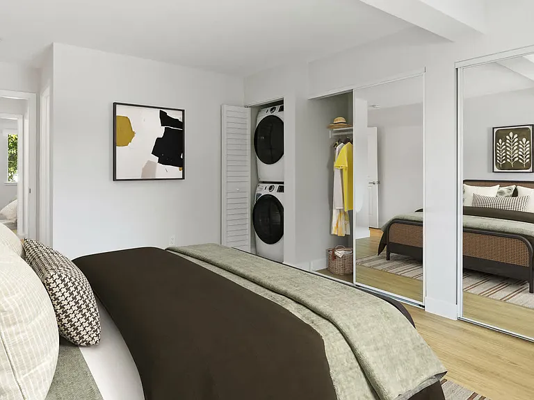 Bedroom with Hard Surface Flooring and In-Home Laundry