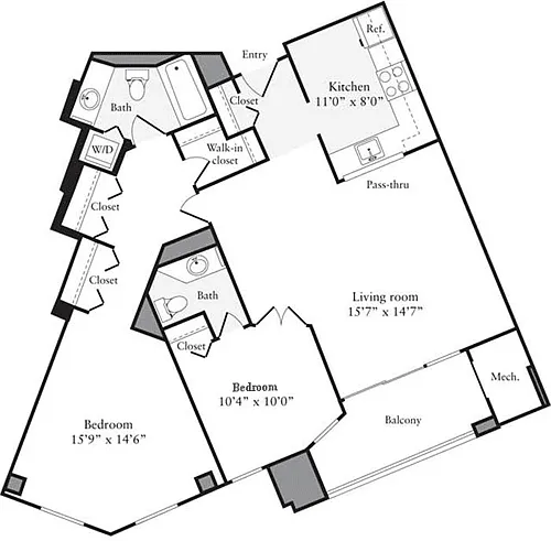 Floor plan 2 Bedrooms R